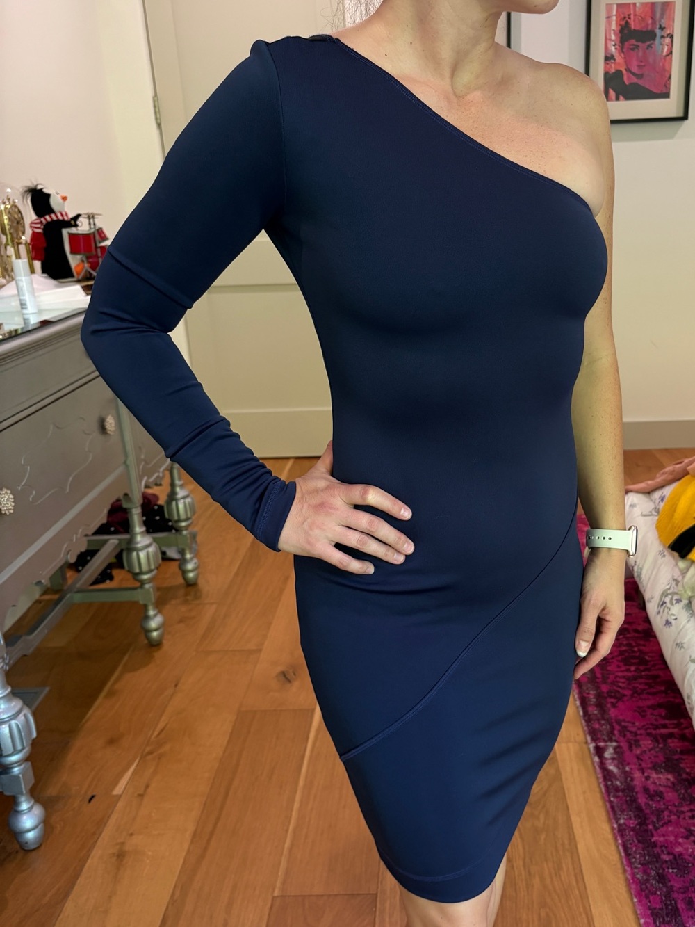 RACHEL Rachel Roy One-Shoulder Navy Bodycon Dress